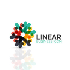 Abstract flower or star, linear thin line icon. Minimalistic business geometric shape symbol created with line segments