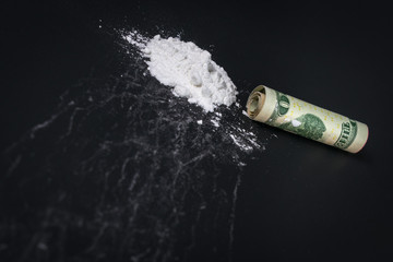 Cocaine and Rolled up Bank Note