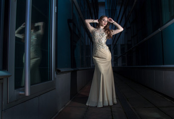 Fototapeta premium Fashion woman in dress