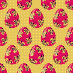 seamless vector illustration background of easter eggs painted
