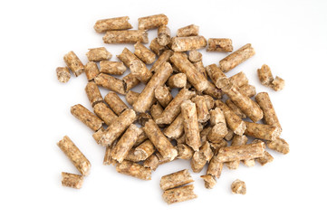 group of pellets on white background