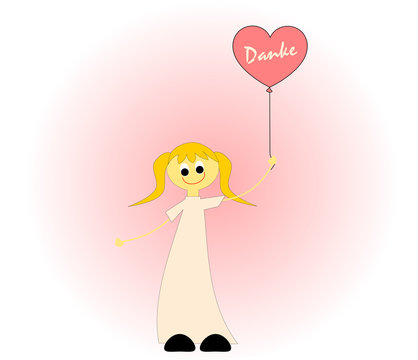 M&auml;dchen mit Herzluftballon "Danke"