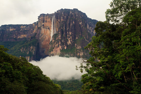 Angel Fall, from the Carrao river, Canaima, Venezuela.