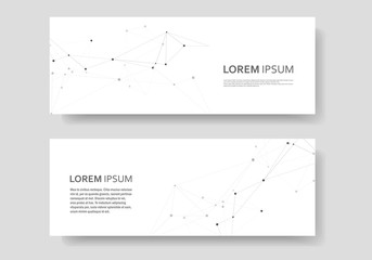 Set vector horisontal template with connect design. Abstract geometric pattern, compound dots and lines background