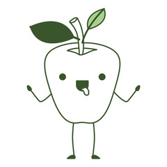 apple comic character fresh fruit icon vector illustration design