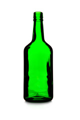 Green empty wine bottle