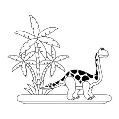 Big dinosaur on forest cartoon icon vector illustration graphic design