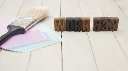 "Work Day" Spelled in Type Set Letters - Perfect for a Service Project Announcement