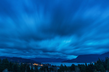 dramatic sky moving over river