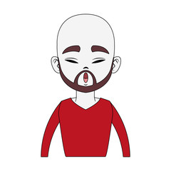 Funny chinese man face icon vector illustration graphic design