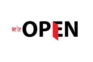 open, text design. Vector calligraphy. Typography poster.