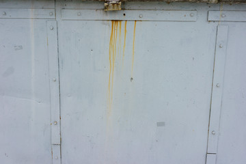 Dirty, old metal surface. White-grey grunge texture. Close up 