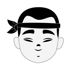 Funny chinese man face icon vector illustration graphic design