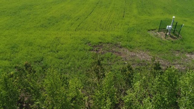 Wheat Field with Seismological Station Upper View