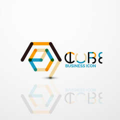 Cube idea concept logo, line