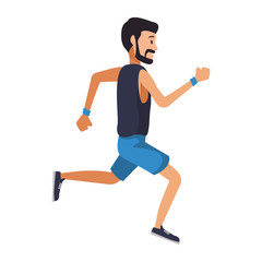 Fitness man running cartoon vector illustration graphic design