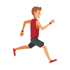 Fitness man running cartoon vector illustration graphic design