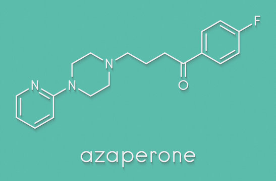 Azaperone antipsychotic drug molecule. Skeletal formula.