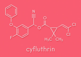 Cyfluthrin insecticide molecule. Skeletal formula.