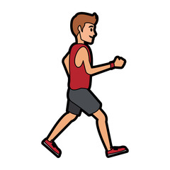 Fototapeta na wymiar Fitness man running cartoon vector illustration graphic design