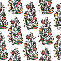 Floral bright seamless pattern. Traditional style for graphic design.