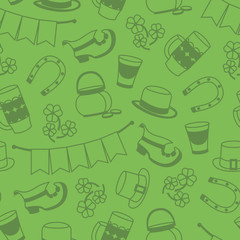 St. Patricks Day vector design of elements seamless pattern