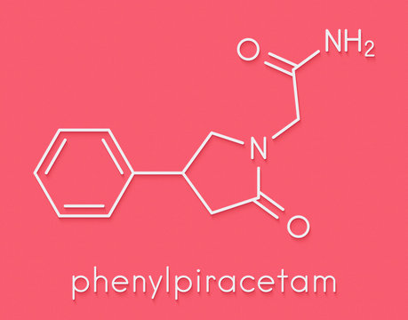 Phenylpiracetam drug molecule. Skeletal formula.