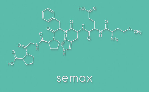 Semax peptide drug molecule. Skeletal formula.