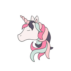 Cute animal. Vector unicorn illustration isolated on white background. For children