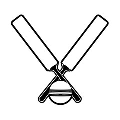 Cricket rackets and ball equipment vector illustration graphic design