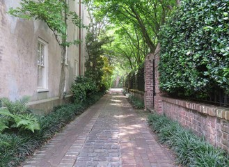 Brick and cobblestone path in Charleston, South Carolina