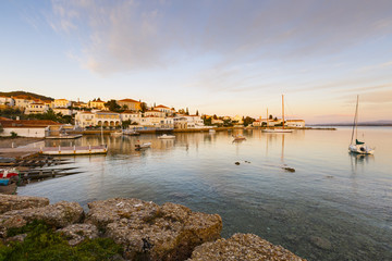 Fototapeta premium Morning view of the boats in the harbor of Spetses, Greece. 
