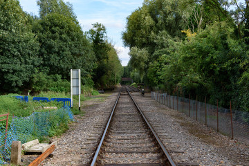 Fototapeta na wymiar Railway tracks near Wymondham Abbey, Norfolk