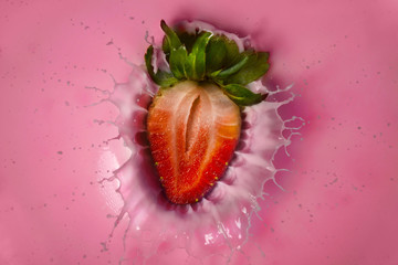 Strawberry on pink