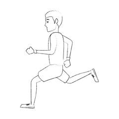 Fitness man running cartoon vector illustration graphic design