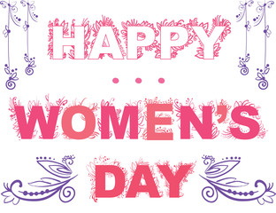 Vector pink decor lettering  Happy Womens day