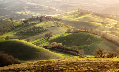 Dolci colline al tramonto 