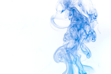 Blue smoke on white background