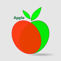 Apple icon. Red apple with green leaf logo.