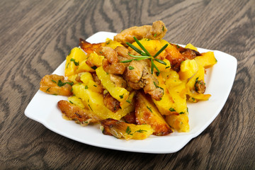 Fried potato with pork