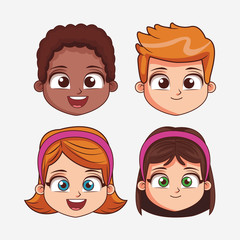 Childrens face cartoon vector illustration graphic design