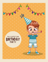 Kids birthday party card invitation vector illustration graphic design