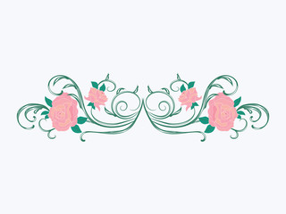 Roses pink on stem - decorative element for design - isolated on white background - Vector illustration