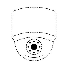 ceiling surveillance camera security technology vector illustration dotted line graphic