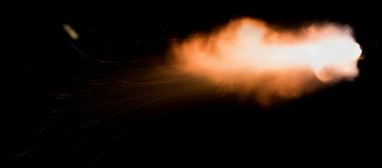 flashes and explosions during the shot with the machine
