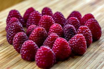 Spring raspberry fruit from the garden