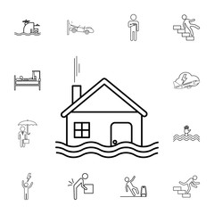 Flood line icon.Element of popular Insuarance icon. Premium quality graphic design. Signs, symbols collection icon for websites, web design,