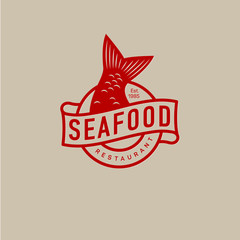 Fish tail logo. Seafood restaurant.