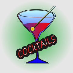 Cocktail, glass of wine