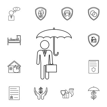 Man With Umbrella line icon..Element of popular Insuarance icon. Premium quality graphic design. Signs, symbols collection icon for websites, web design,